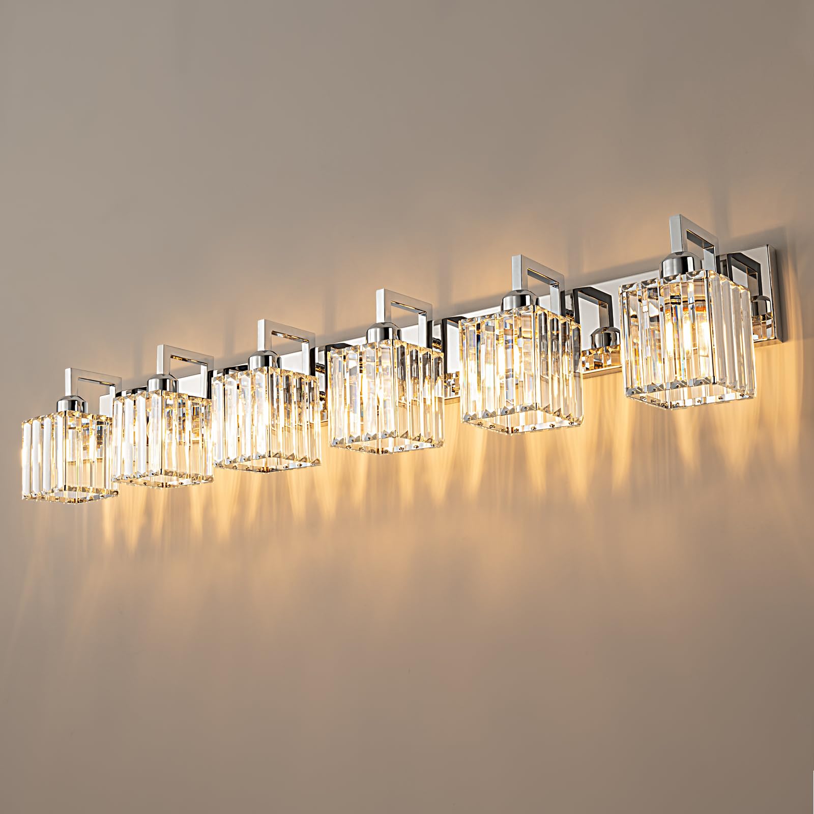 FDPBY Modern Bathroom Vanity Light 6-Lights Chrome Crystal Wall